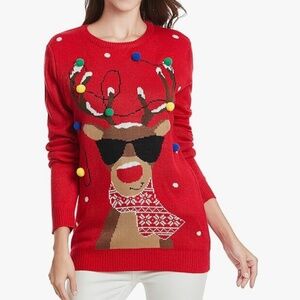 Christmas Rudolph the Reindeer Traditional Knitted Ugly Sweater Size S